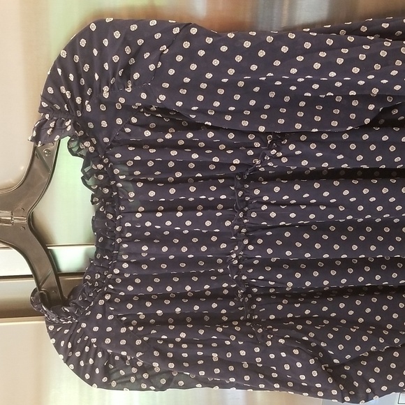💕ANTHROPOLOGY CURRENT AIR💕 Bosworth Polka Dot Blouse ~ Navy Blue Large - Picture 8 of 13